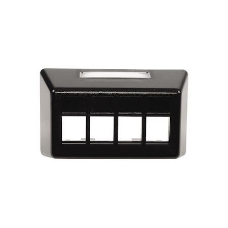 Hubbell Premise Wiring 4-PORT FACEPLATE UNLOADED, FOR MODULAR FURNITURE, BLACK FP4BBK